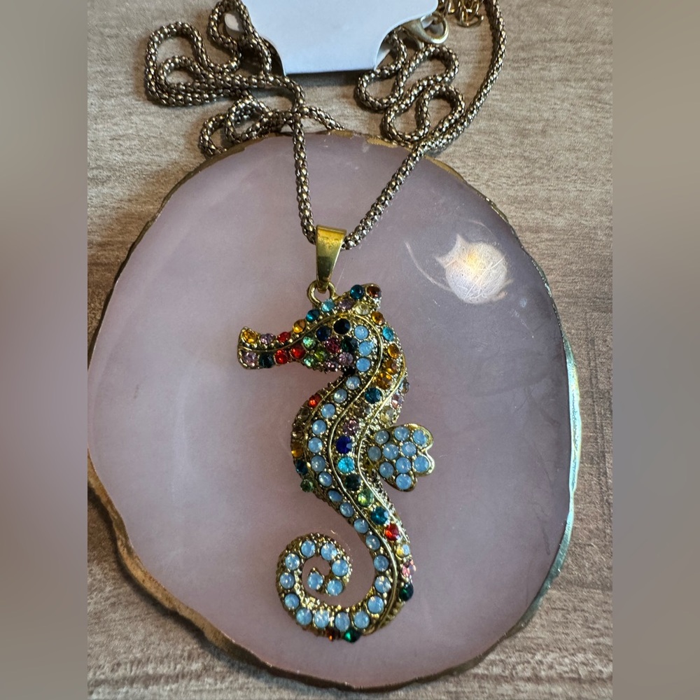 Seahorse Rhinestone Necklace - Picture 7 of 9